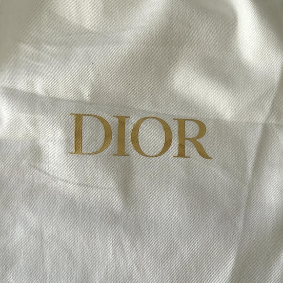 White Cotton Dior Gold Logo Shoe Purse Dust Bag Storage Bag Info Card - Picture 3 of 6